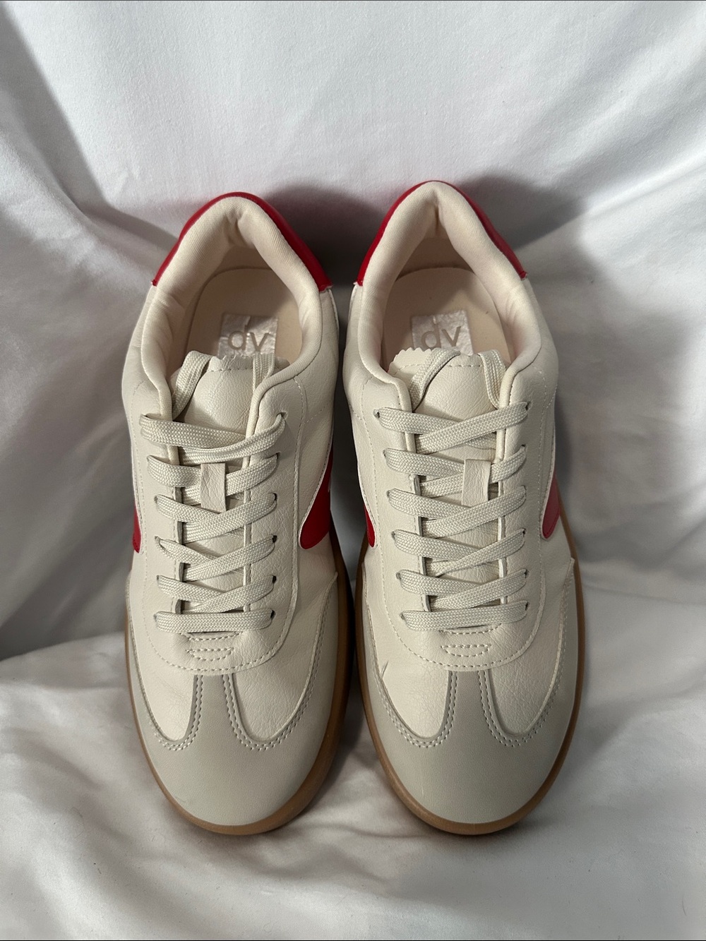 Dolce Vita Cream and Red Low-Top Sneakers